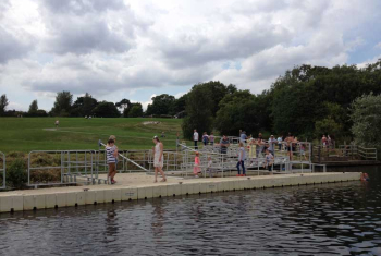 Visitors on the pontoon